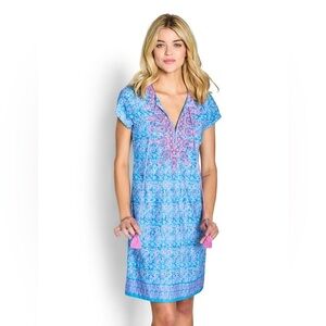 Bella Tu Amanda Beaded Embroidered 100% Cotton Shift Dress Small
